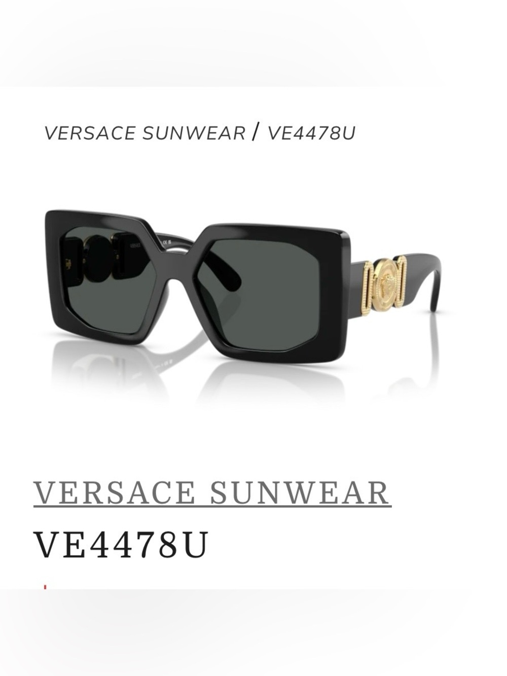Versace VE4478U Women’s Black Sunglasses with Gold Medusa Accent